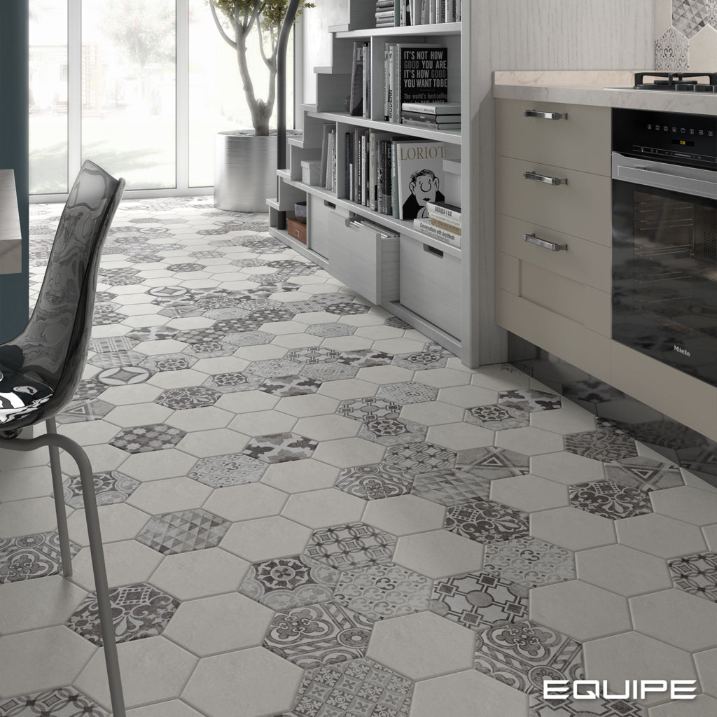 Gresie Equipe, Hexatile Cement Decor Garden Grey, Mat, 17,5x20cm