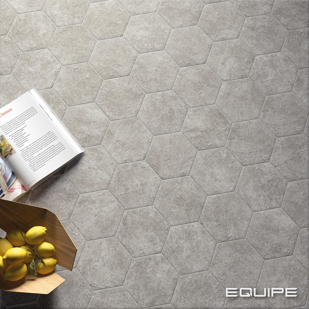 Gresie Equipe, Hexatile Cement Grey, Mat, Aspect Uni, 17,5x20cm
