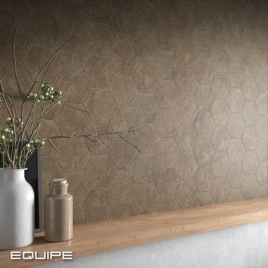 Gresie Equipe, Hexatile Cement Mud, Mat, Aspect Uni, 17,5x20cm