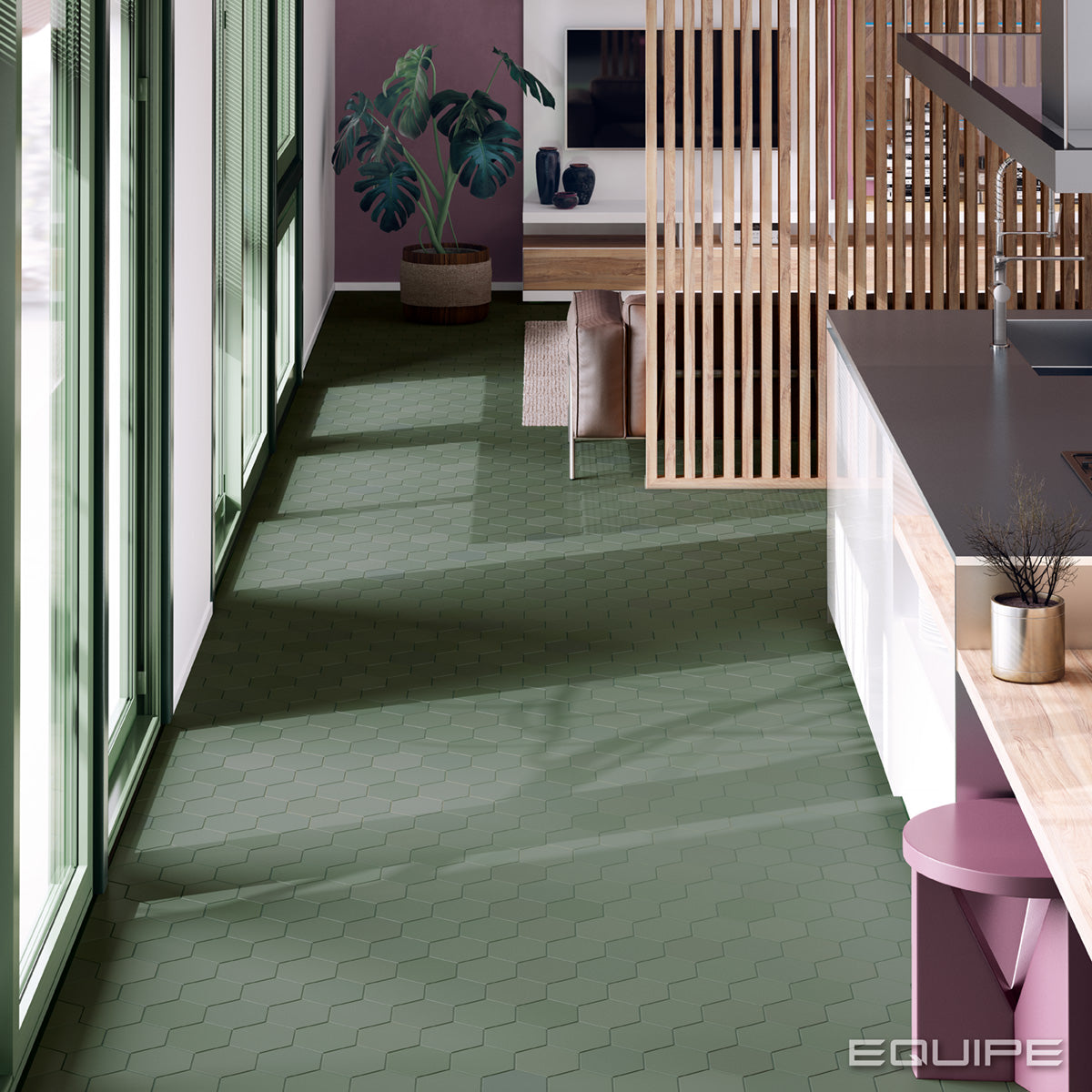 Faianta Equipe Kromatika Green, Mat, Aspect Uni, 11,6x10,1cm