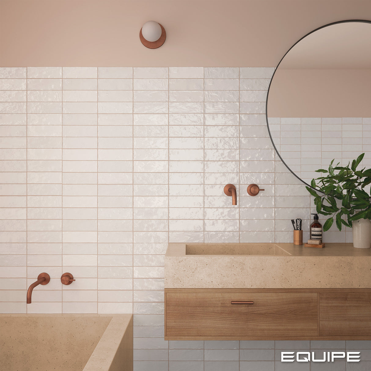 Faianta Equipe La Riviera Blanc, Lucios, Aspect Uni, 6,5x20cm