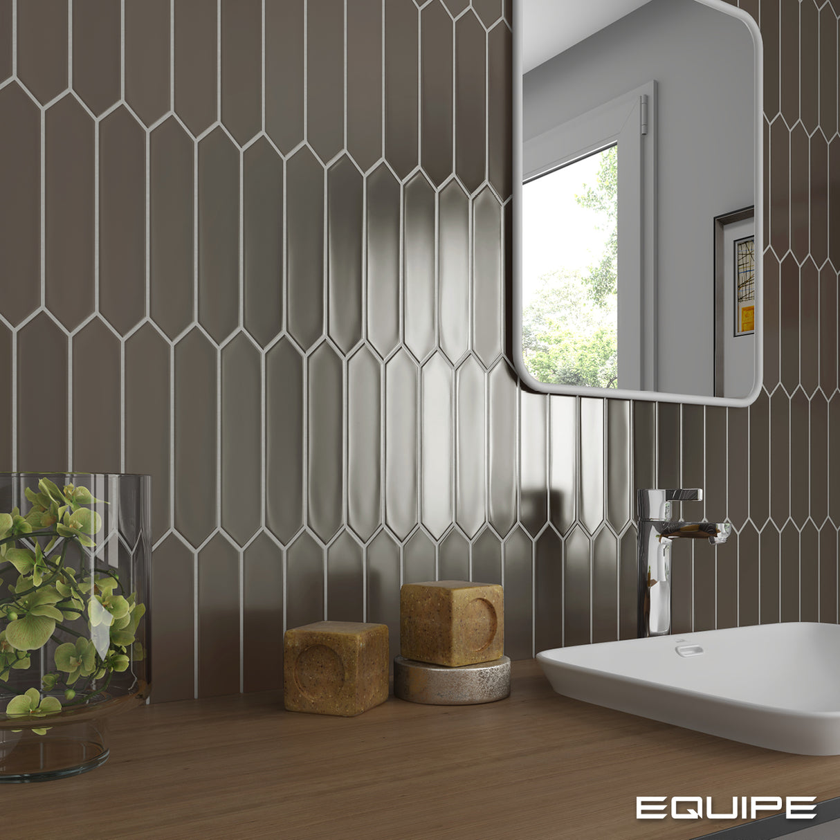 Faianta Equipe Lanse Silver, Metalic, Aspect Uni, 5x25cm