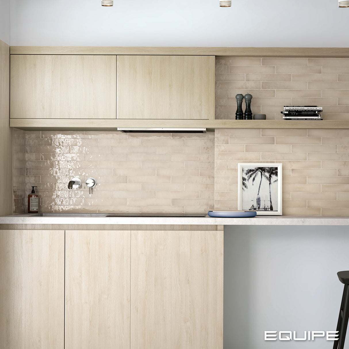 Faianta Equipe Manacor Beige Argile, Lucios, Aspect Uni, 6,5x40cm