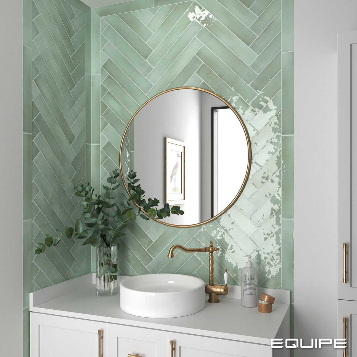 Faianta Equipe Manacor Mint, Lucios, Aspect Uni, 6,5x40cm