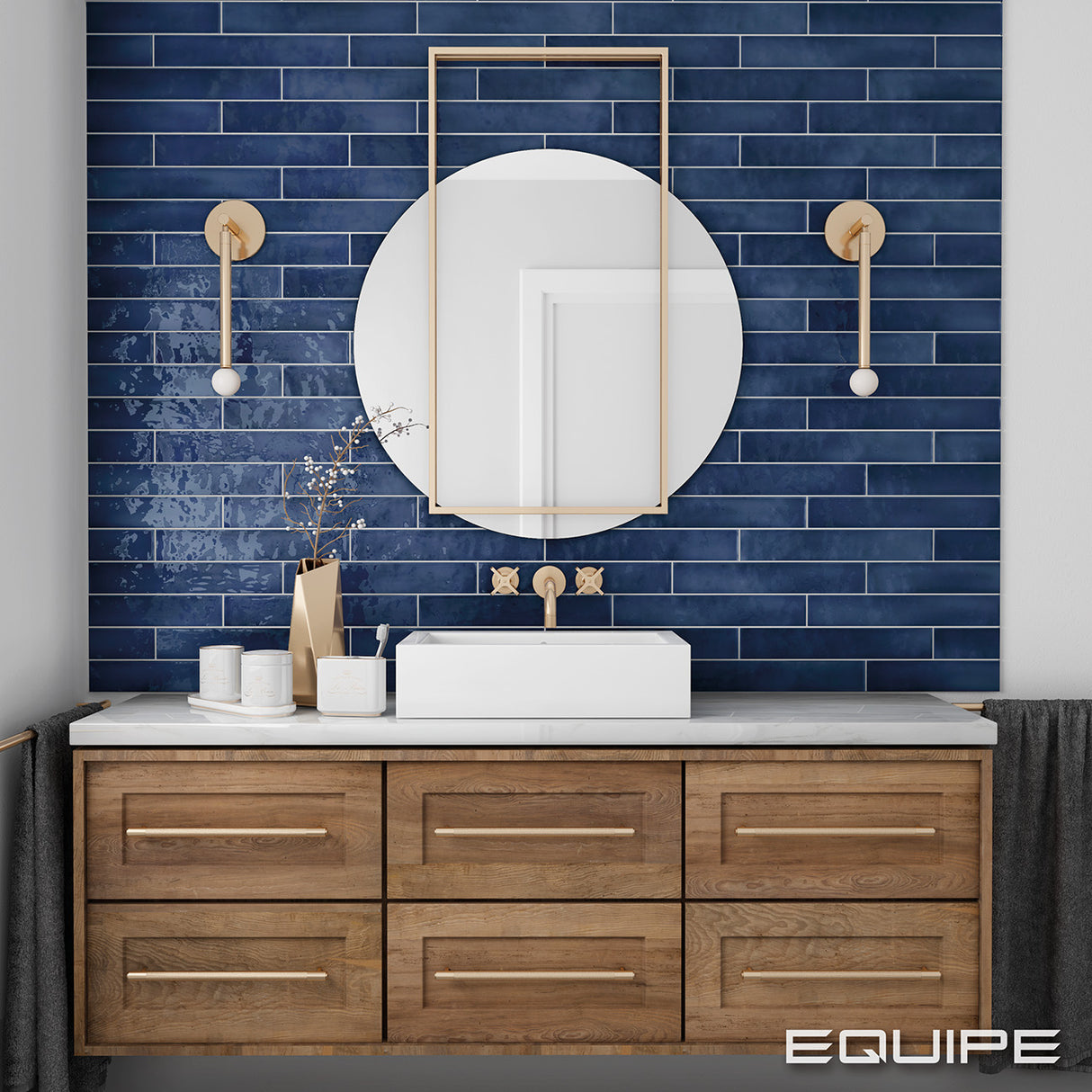 Faianta Equipe Manacor Ocean Blue, Lucios, Aspect Uni, 6,5x40cm