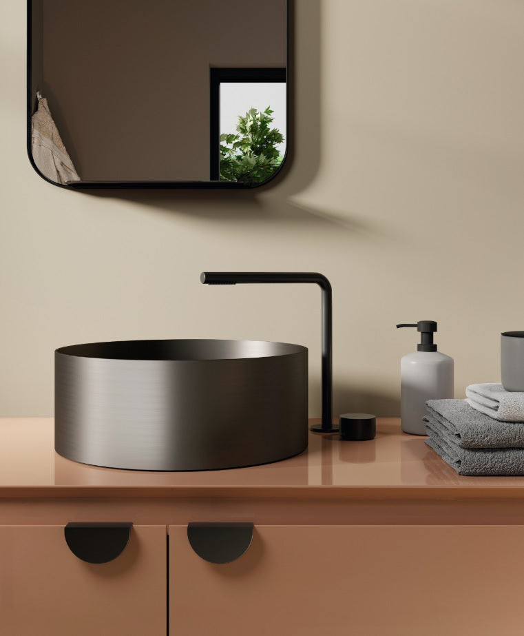 Lavoar Mosavit Metal Black, Negru, pe blat 39.6x39.6x15.2 cm