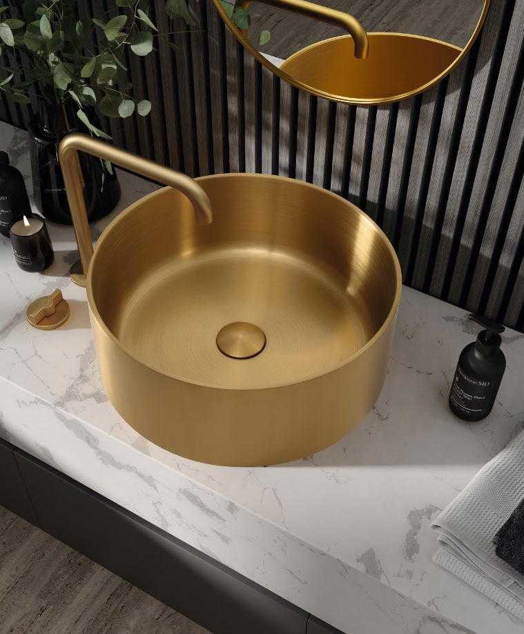 Lavoar Mosavit Metal Gold, Auriu, pe blat 39.6x39.6x15.2 cm