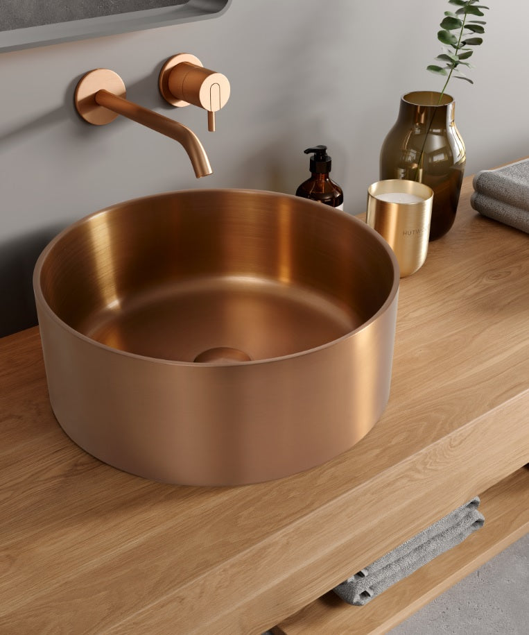 Lavoar Mosavit Metal Rosa, aspect cupru, pe blat 39.6x39.6x15.2 cm