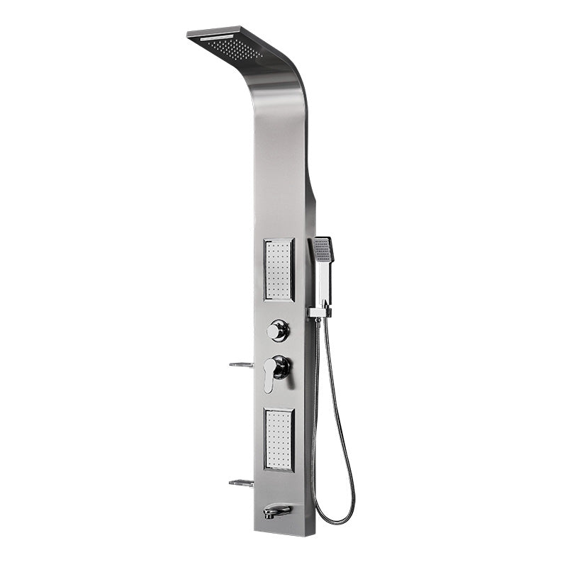 Panou de dus WELLIS NAPOLI, 20x45x160 cm, corp panou otel inoxidabil, baterie cu un brat, para de dus, dus tavan cu efect de ploaie/cascada, functie de umplere a cazii, cu baterie