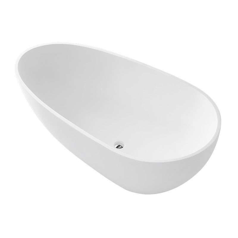 Cada freestanding WELLIS SOUL WHITE, din marmura turnata alb mat, 167.5x 85 x 53 cm - 268 l, scurgere inferioara si preaplin