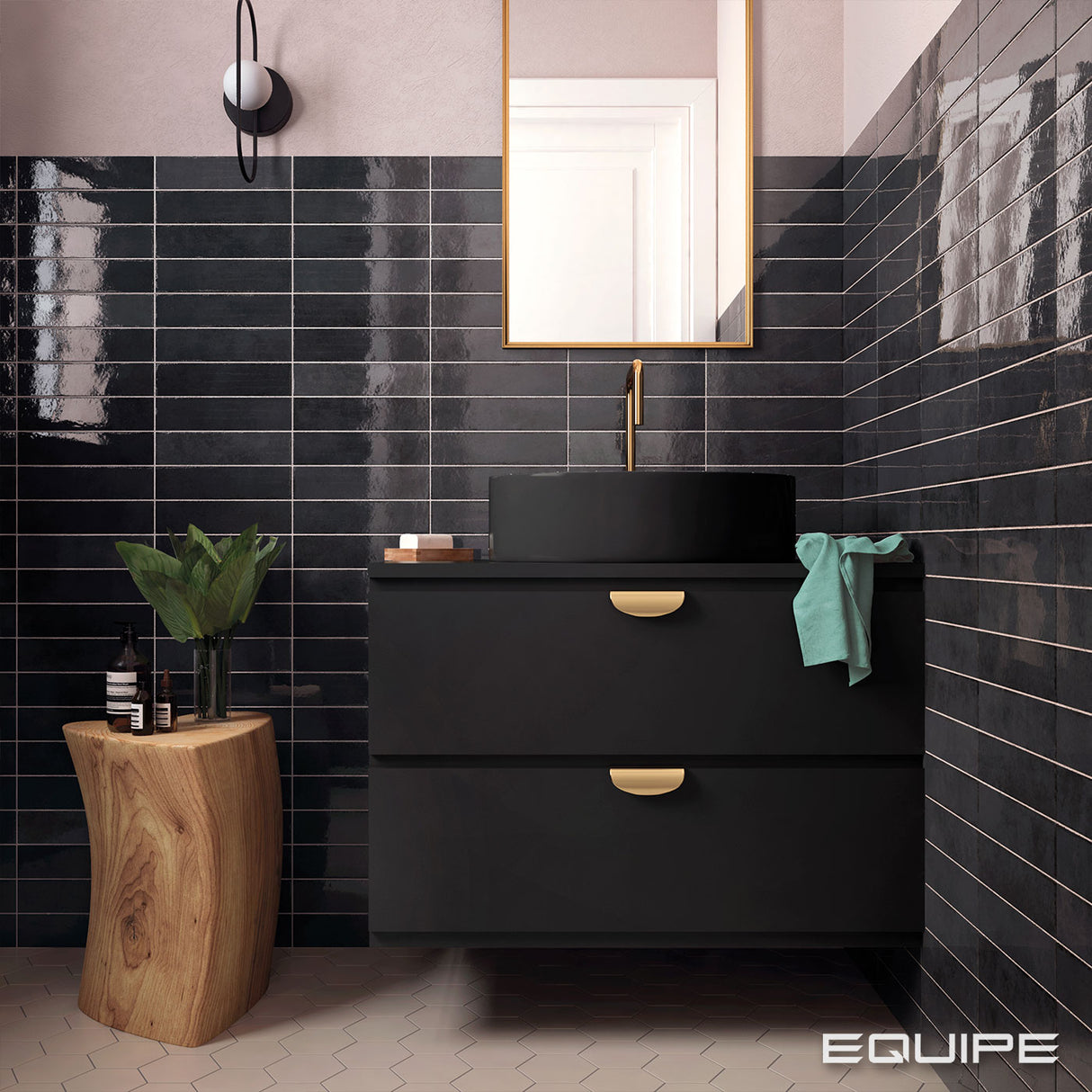 Faianta Equipe Tribeca Basalt, Lucios, Aspect Uni, 6x24,6cm