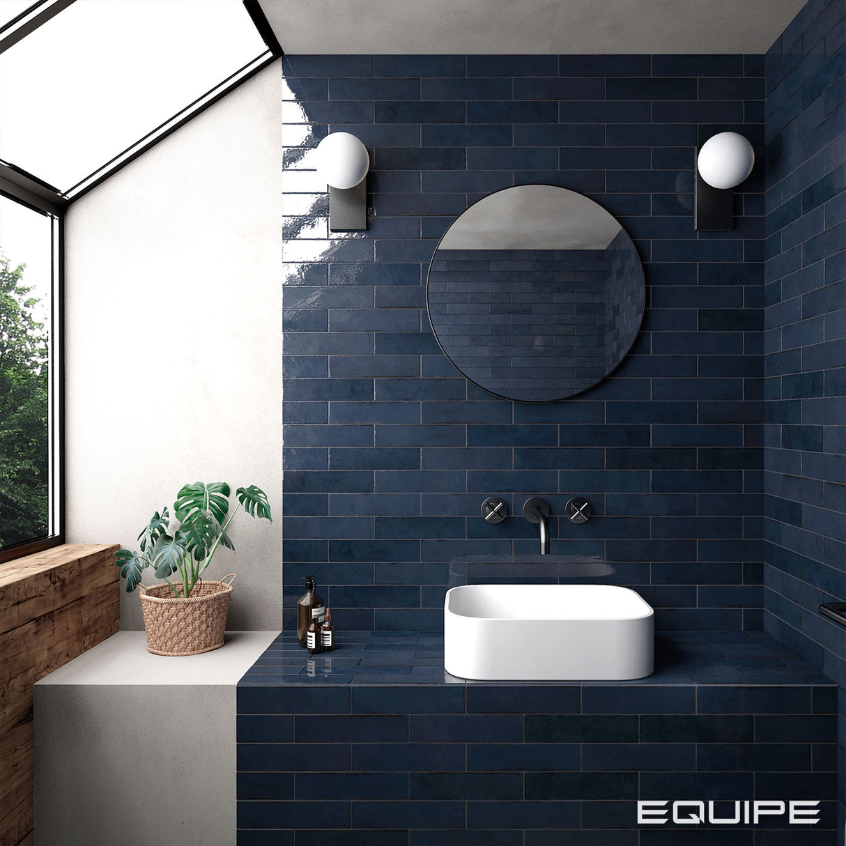 Faianta Equipe Tribeca Blue Note, Lucios, Aspect Uni, 6x24,6cm