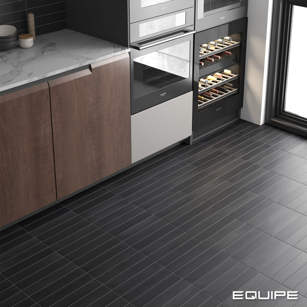 Faianta Equipe Wadi Noir, Mat, Aspect Uni, 6x30cm