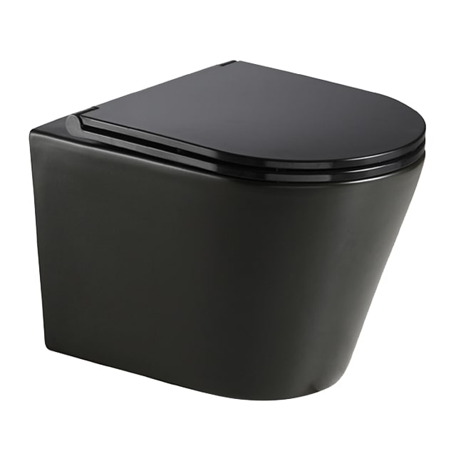 Vas wc suspendat  WELLIS, CLEMENT BLACK . rimless, 36x52x35 cm, portelan, montare ascuna, negru mat
