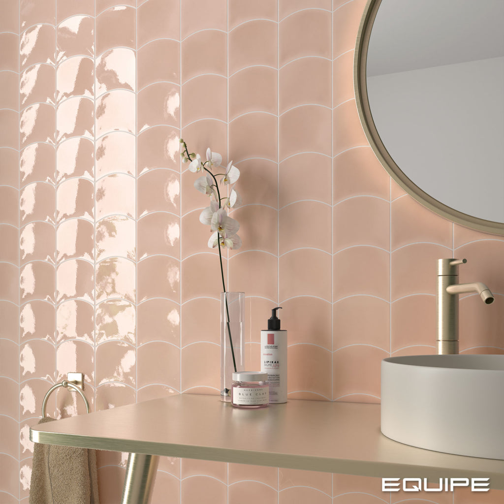 Faianta Equipe Wave Primrose Pink, Mat, Aspect Uni, 12x12cm