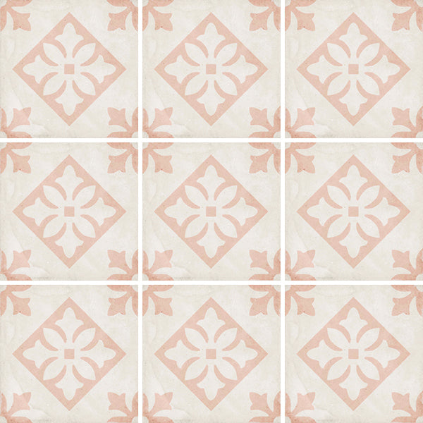 Gresie Equipe, Art Nouveau Decor Pàdua Pink, Mat, 20x20cm