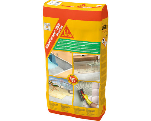 Adeziv flexibil Sika Ceram 255 StarFlex C2TES1 pentru gresie și faianță de dimensiuni medii și mari interior și exterior 25 kg alb