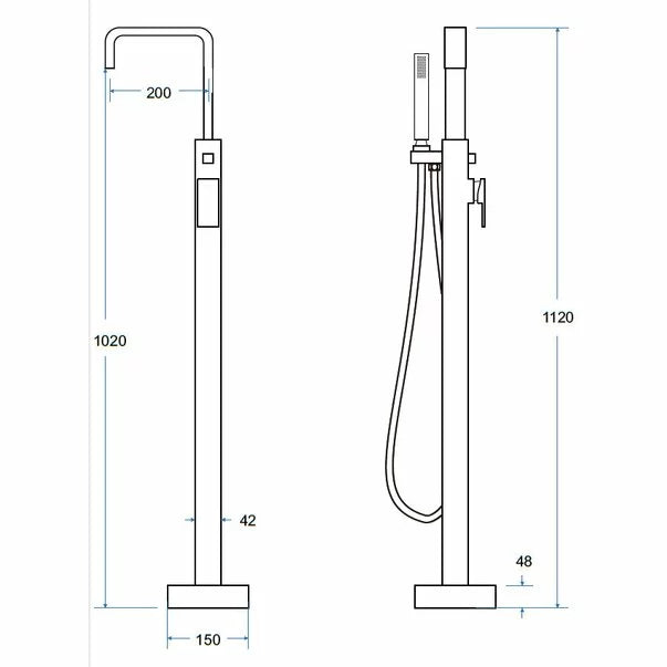 Baterie Cada Besco Freestanding Modern I Crom, Set Instalare In Pardoseala Inclus