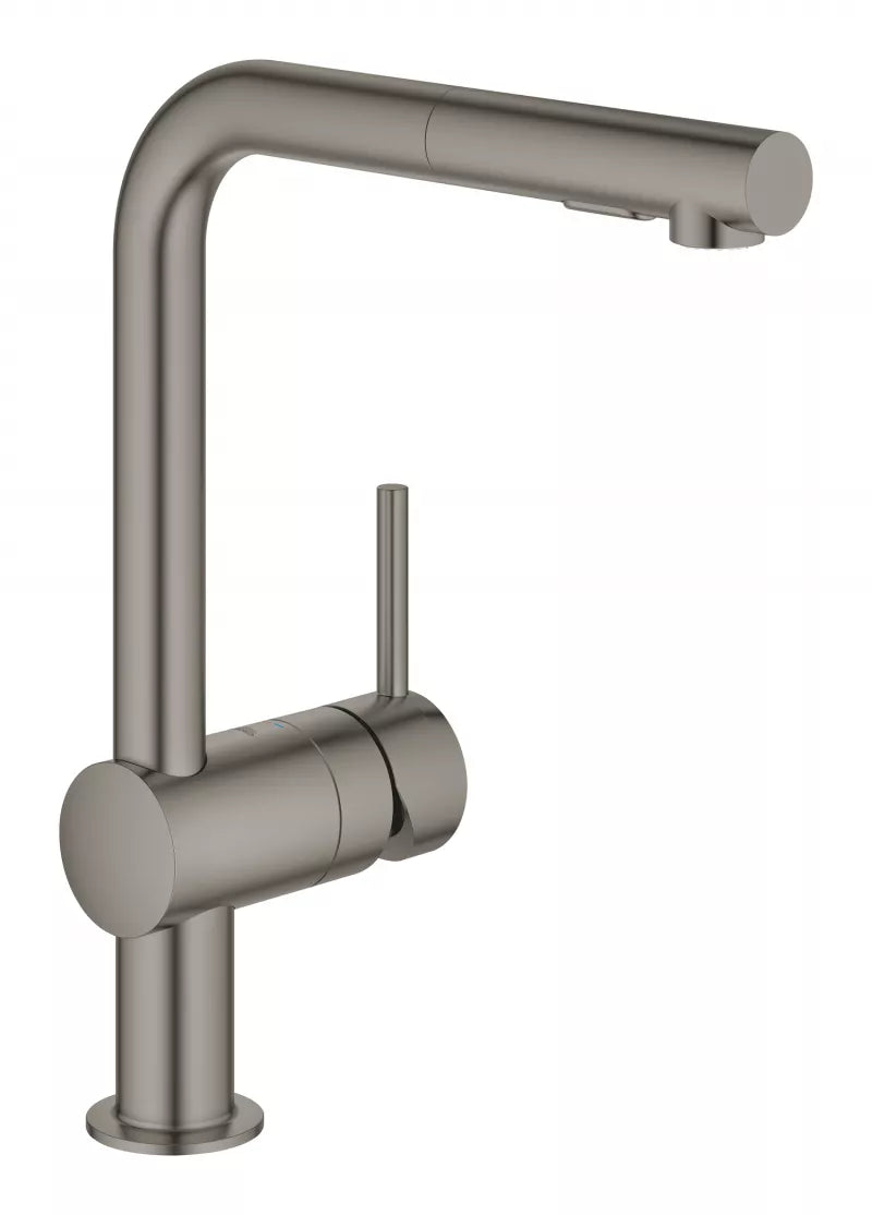 Baterie Bucatarie Grohe Minta, Pipa Extractibila, 2 Jeturi, Brushed Hard Graphite