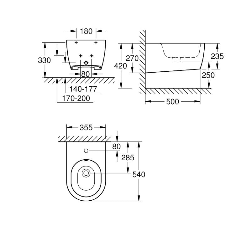 Bideu Grohe Essence Suspendat, Pure Guard, 54X35.5