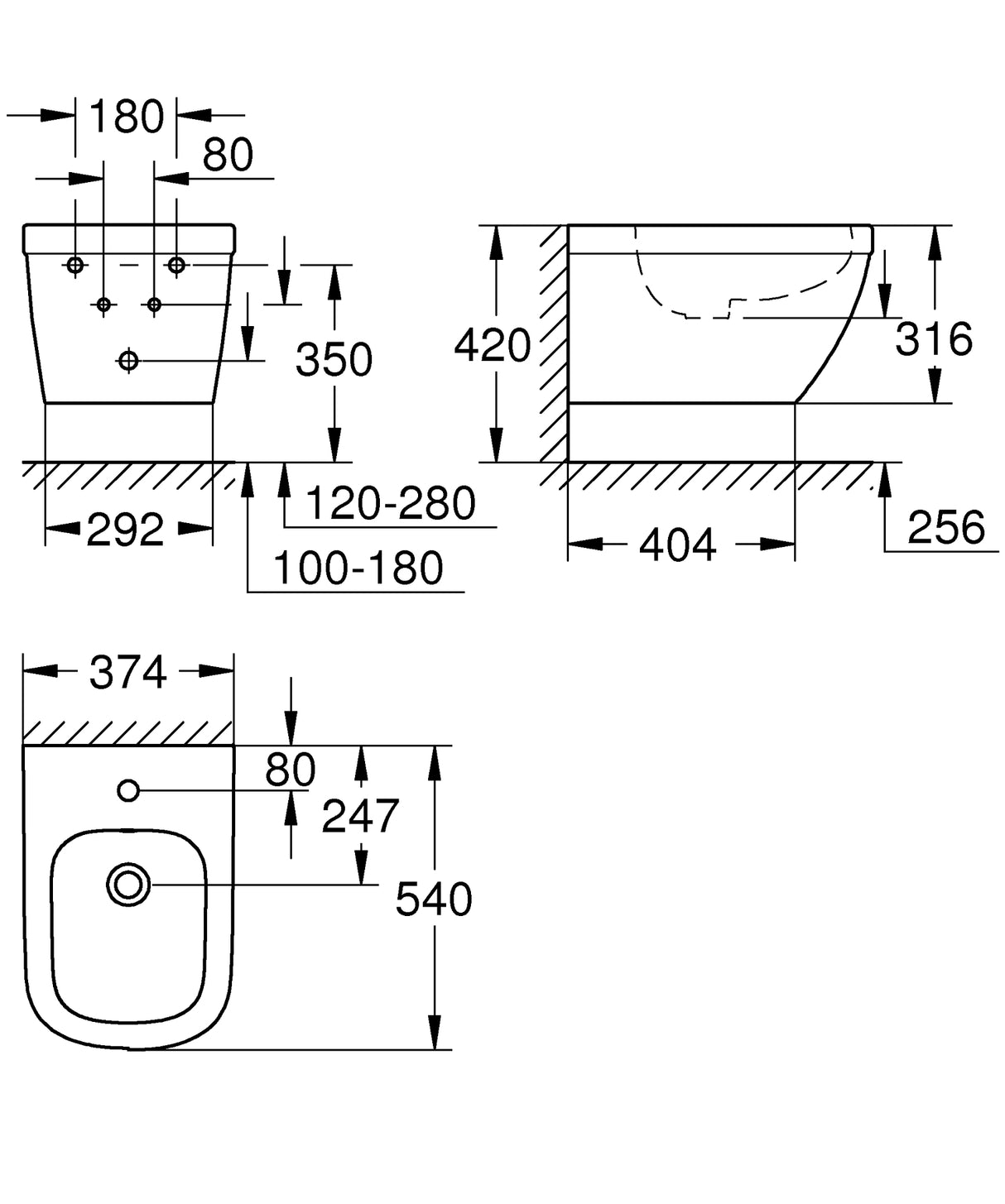 Bideu Grohe Euro Ceramic Suspendat, 54X37.4
