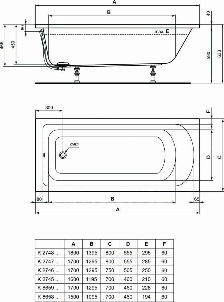 Cada Ideal Standard Acryl Hotline 1700X700
