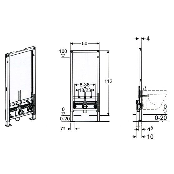 Sistem Instalare Pentru Bideu Suspendat Geberit Duofix 112 Cm
