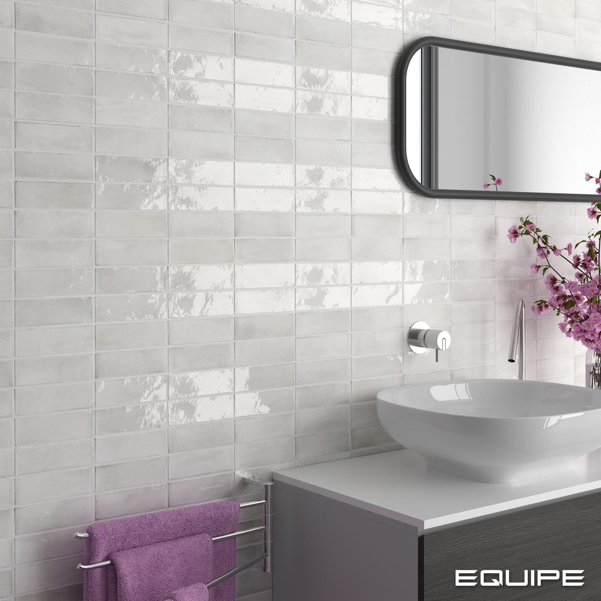 Faianta Equipe Coco White, Lucios, Aspect Uni, 5x15cm