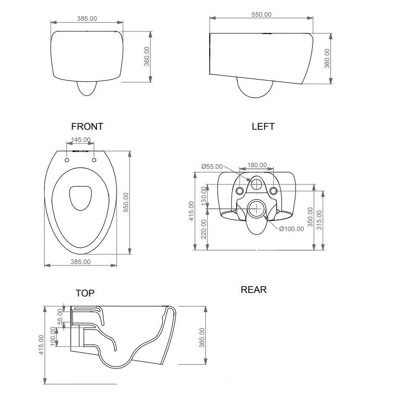 Vas Wc Gsg Touch Suspendat Rimless, 38,5X55 Cm, Cu Sistem De Prindere Inclus, Alb Lucios