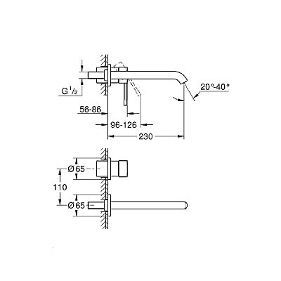 Ornament Baterie Lavoar Perete Grohe  Essence L-Size, 230 Mm, Brushed Cool Sunrise (Montaj Cu 23571000)