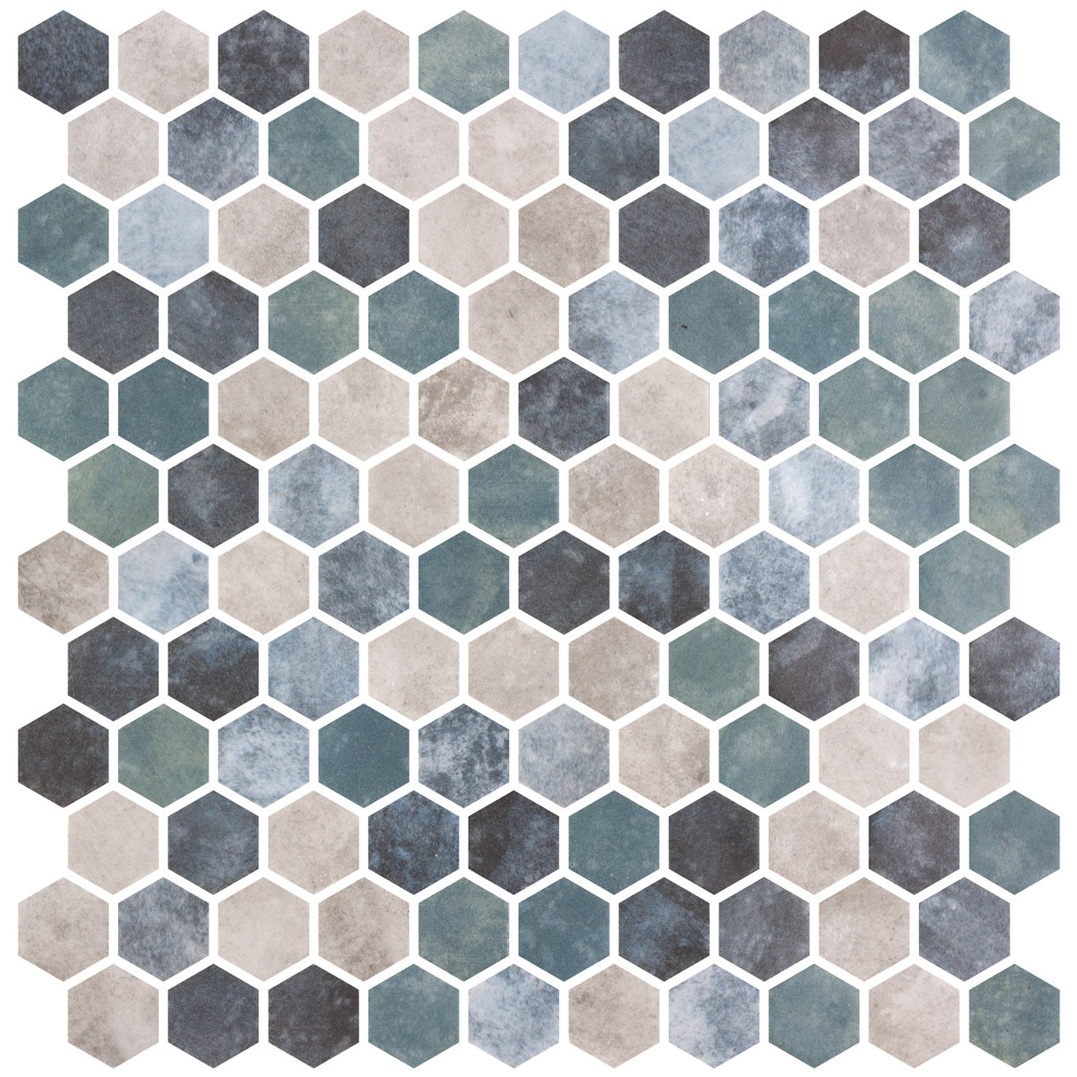 Mozaic Onix, Hex Ecostones Frisia Silver Matte, Mat, Sticla, Aspect Marmura, 29x29cm