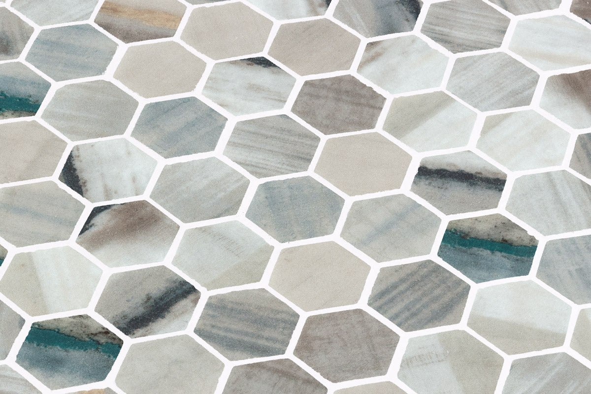 Mozaic Onix, Hex Canvas Lube, Mat, Sticla, Aspect Marmura, 29x29cm