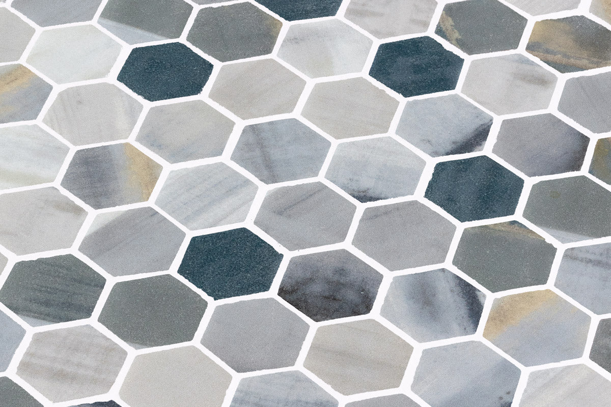 Mozaic Onix, Hex Canvas Nora, Mat, Sticla, Aspect Marmura, 29x29cm