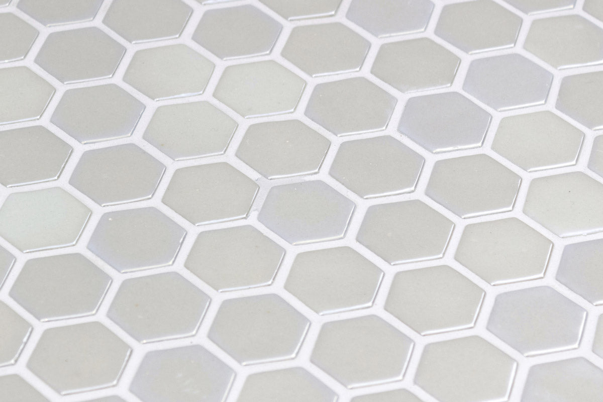 Mozaic Onix, Hex Opalo White, Mat, Sticla, Aspect Uni, 29x29cm