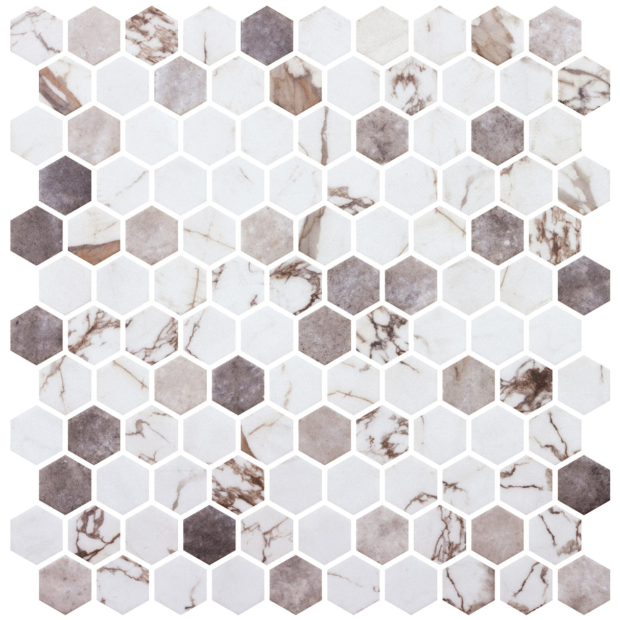 Mozaic Onix, Hex Ecostones Umber, Mat, Sticla, Aspect Marmura, 29x29cm