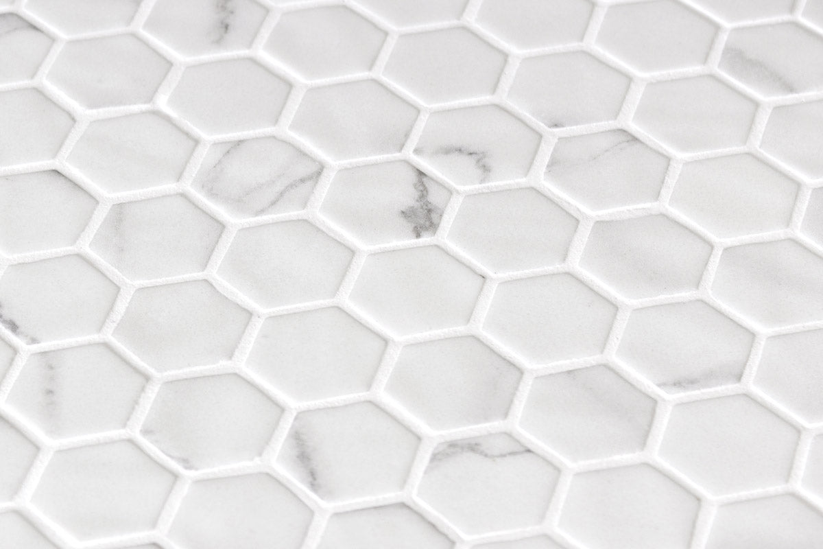 Mozaic Onix, Hex Ecostones Venato White Matte, Mat, Sticla, Aspect Marmura, 29x29cm