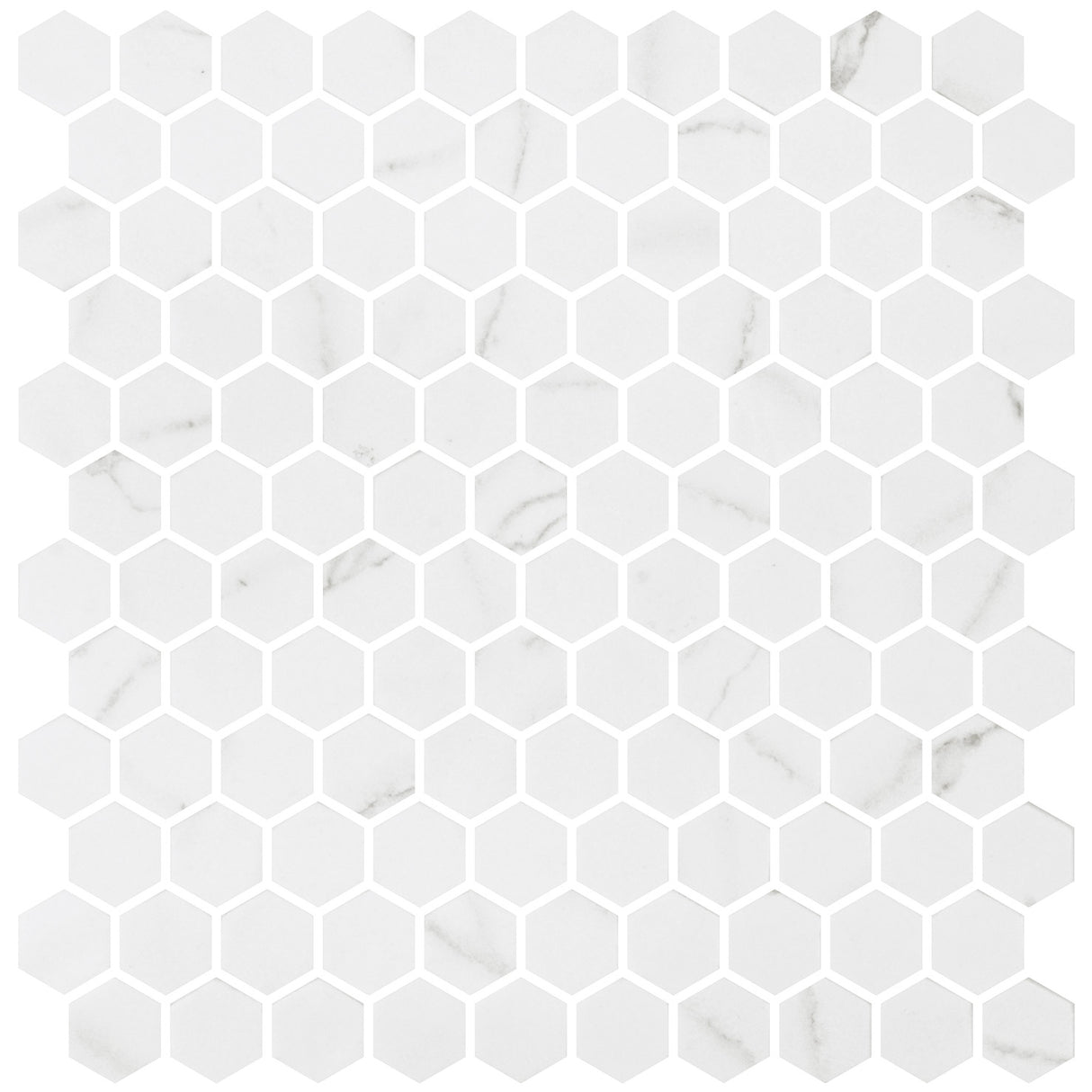 Mozaic Onix, Hex Ecostones Venato White Matte, Mat, Sticla, Aspect Marmura, 29x29cm