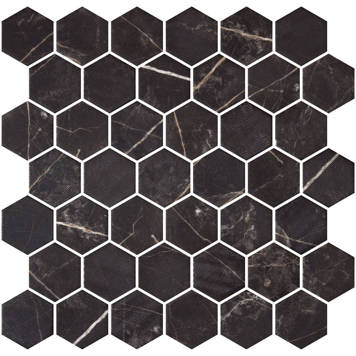 Mozaic Onix, Hex XL Coimbra Textured, Mat, Sticla, Aspect Marmura, 29x29cm