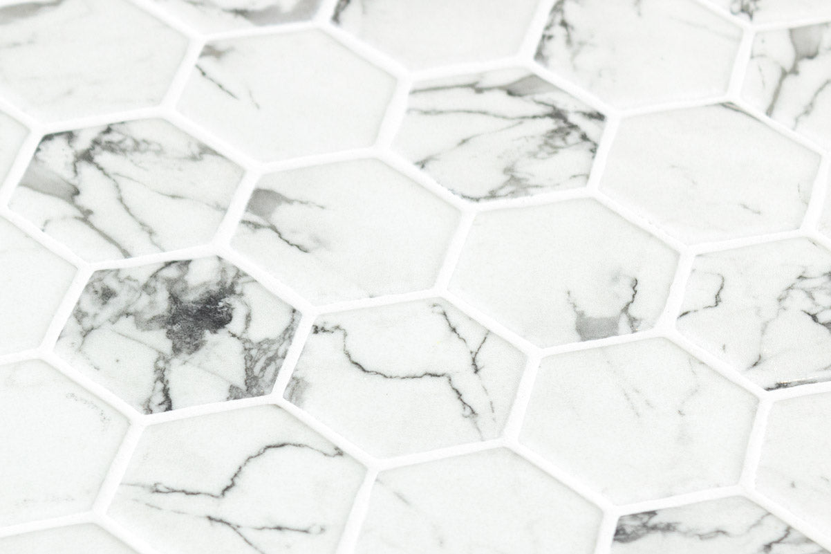 Mozaic Onix, Hex XL Fosco Matte, Mat, Sticla, Aspect Marmura, 29x29cm