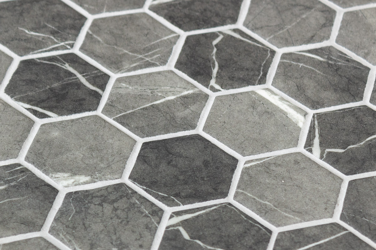 Mozaic Onix, Hex XL Grafito Matte, Mat, Sticla, Aspect Marmura, 29x29cm