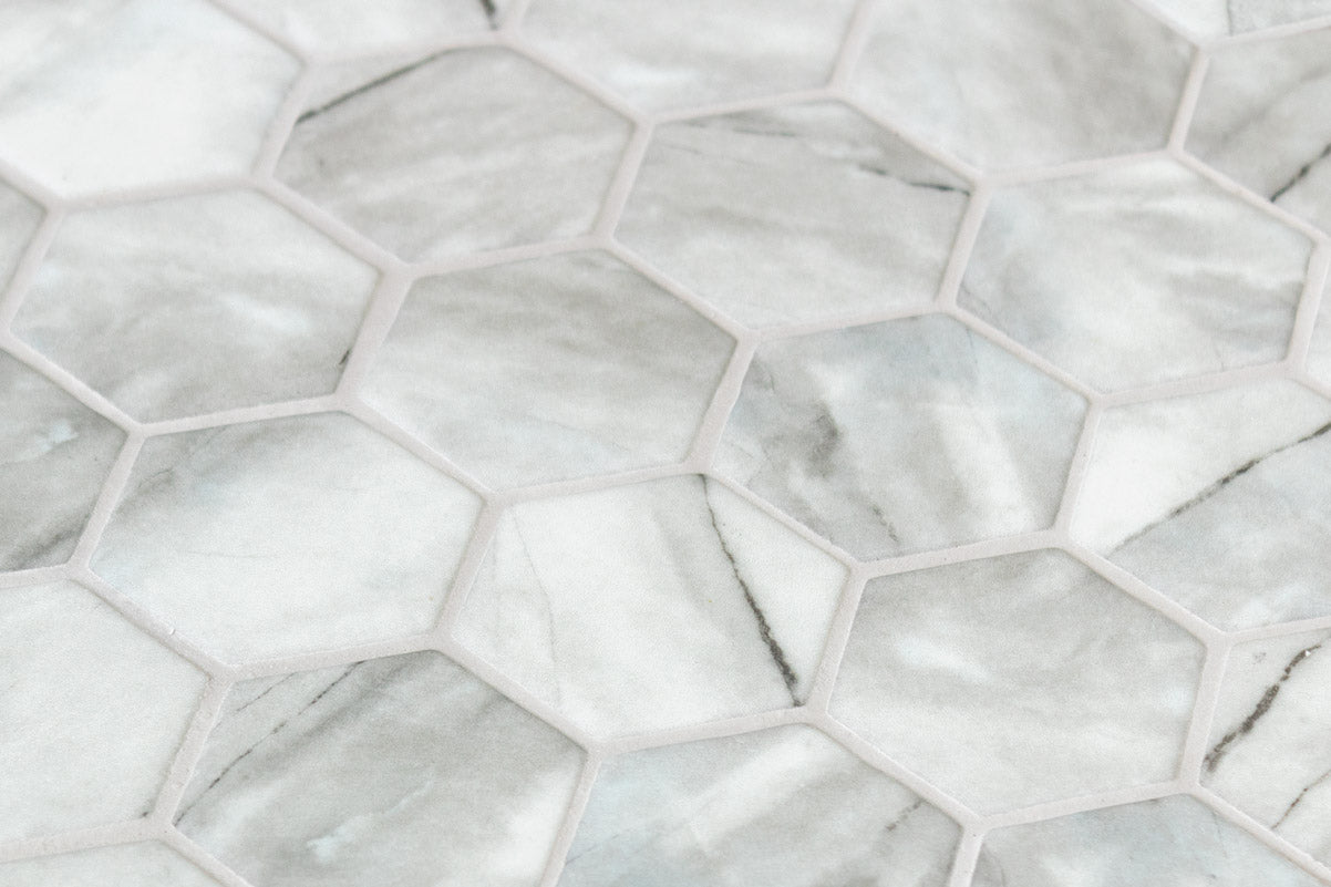 Mozaic Onix, Hex XL Inverno Grey Matte, Mat, Sticla, Aspect Marmura, 29x29cm