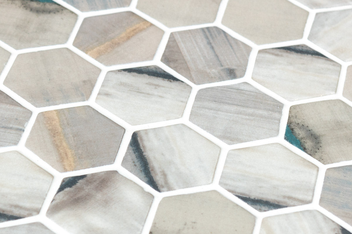 Mozaic Onix, Hex XL Canvas Lube, Mat, Sticla, Aspect Marmura, 29x29cm