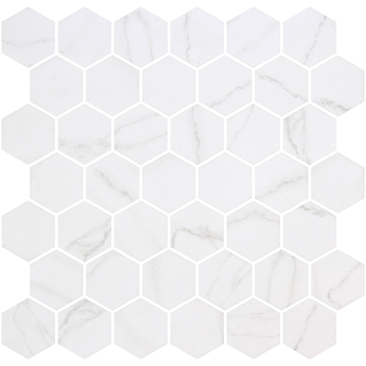 Mozaic Onix, Hex XL Venato White Matte, Mat, Sticla, Aspect Marmura, 29x29cm