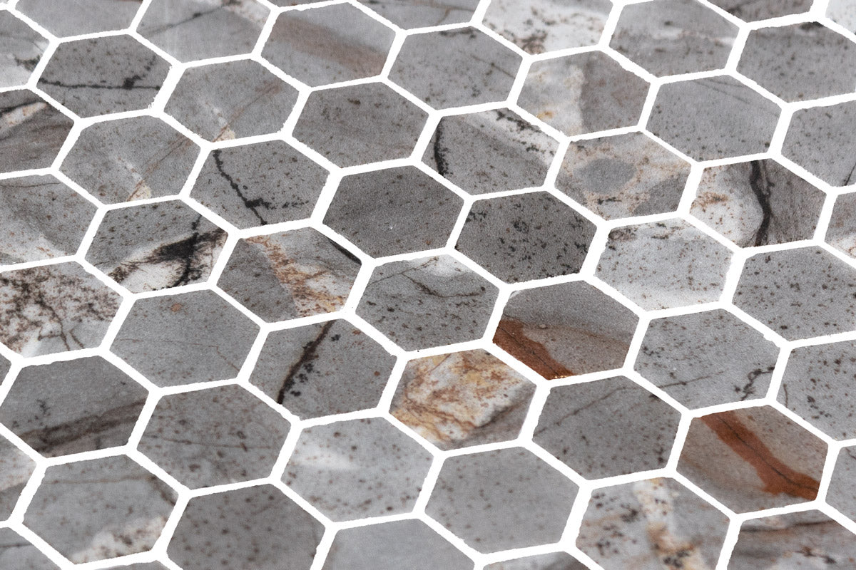 Mozaic Onix, Hex Ecostones Yuma Matte, Mat, Sticla, Aspect Marmura, 29x29cm