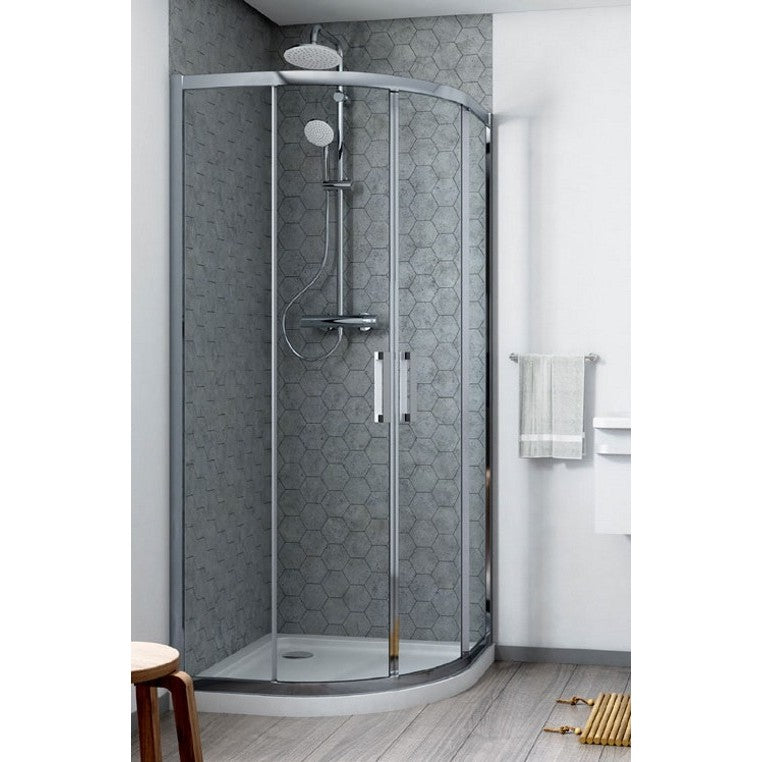 Cabina De Dus Ideal Standard Semirotunda Connect 2, 80X80Cm, H. 195, Usi Culisante, Sticla 6Mm Tratata Idealclean, Profil Crom