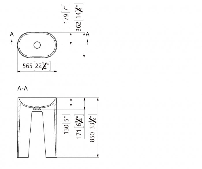 Lavoar Cast Marble Frestanding Chira Oval 56.5X36X85 Cm, Compozit Mineral, Alb Mat