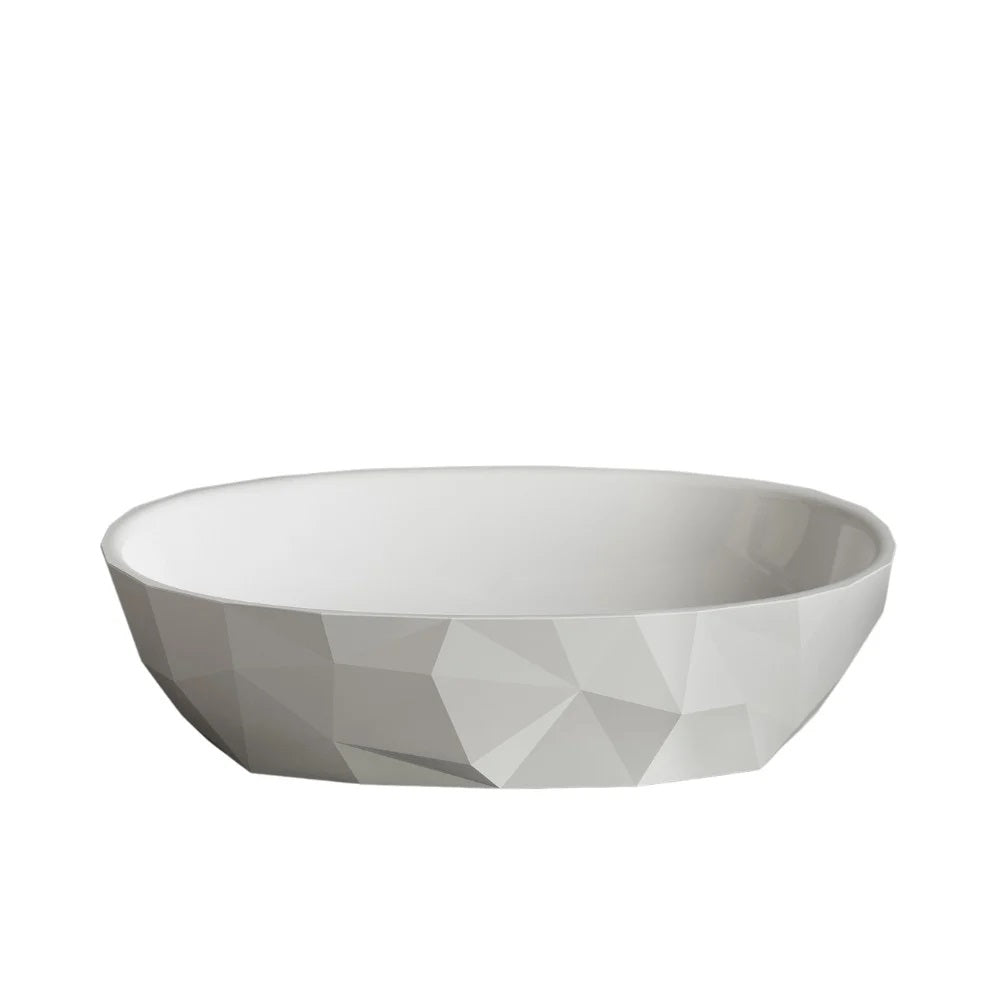 Lavoar Cast Marble Aruba Oval 56X37X14.7 Cm,Fara Preplin, Compozit Mineral, Alb