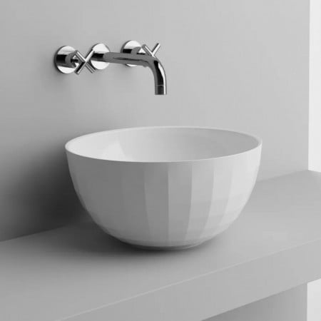 Lavoar Cast Marble Lima Diam. 42 Cm, Fara Preplin, Compozit Mineral, Alb