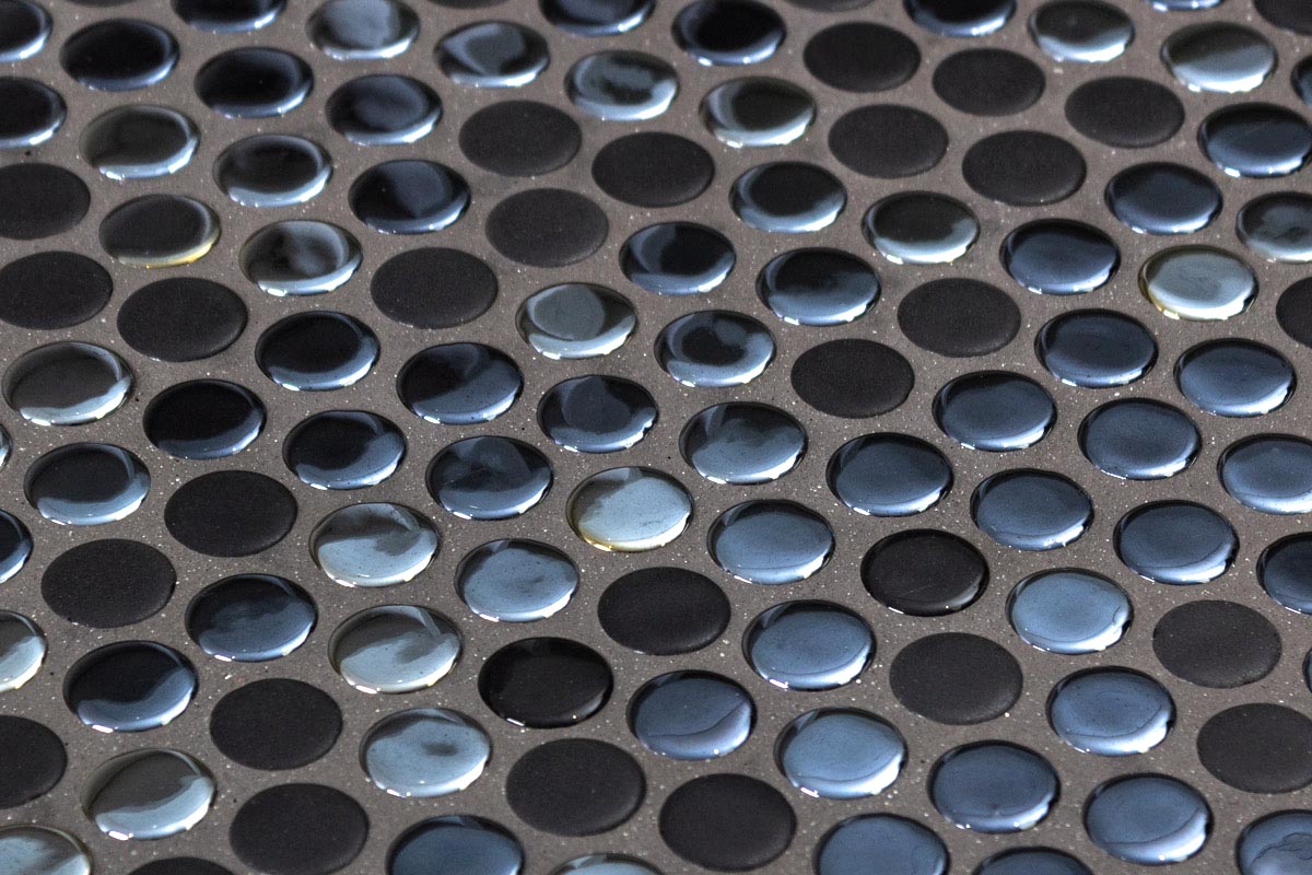 Mozaic Onix, Penny NatureGlass Opalo Glass, negru lucios-mat, Aspect Sticla, 29x29cm