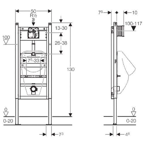 Pachet Geberit Duofix Basic Pisoar Cu Spalare Actionata Electronic Cu Infrarosu Alb Inclusa